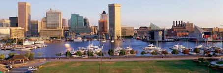 Baltimore skyline - morning and evening iop addiction treatment concept image