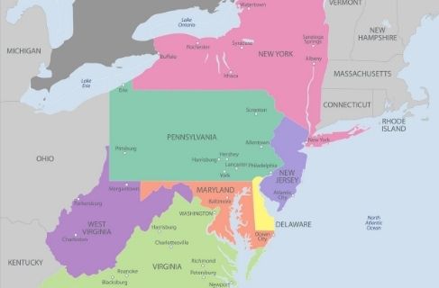 map of mid Atlantic states - Addiction Trends in the Mid-Atlantic